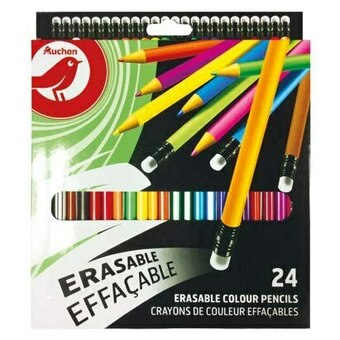 Auchan 24 CRAYONS DE COULEUR EFFACABLES offre