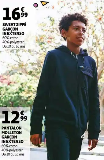Auchan SWEAT ZIPPÉ GARÇON ET PANTALON MOLLETON offre