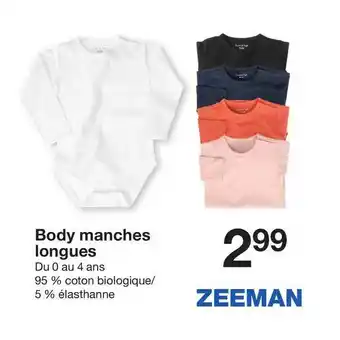 Zeeman Body Manches Longues offre