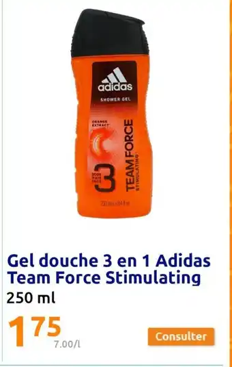 Action Gel douche 3 en 1 adidas team force stimulating offre