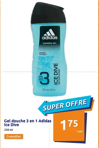 Action Gel douche 3 en 1 adidas ice dive offre