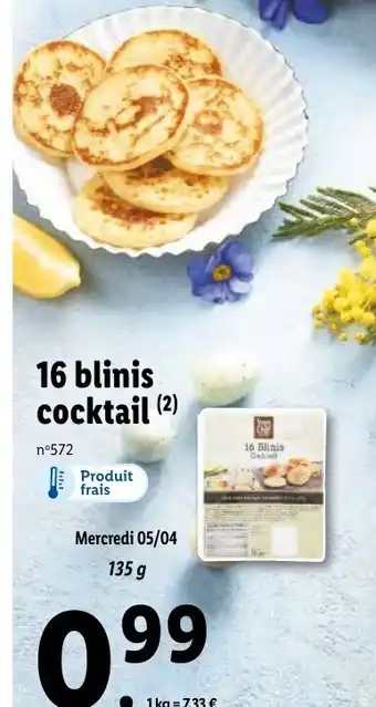 Lidl 16 blinis cocktail offre