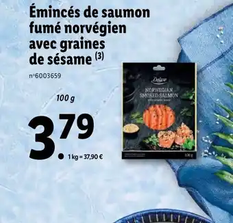 Lidl Emincés de saumon fume norvegien avec fraines de sesame offre