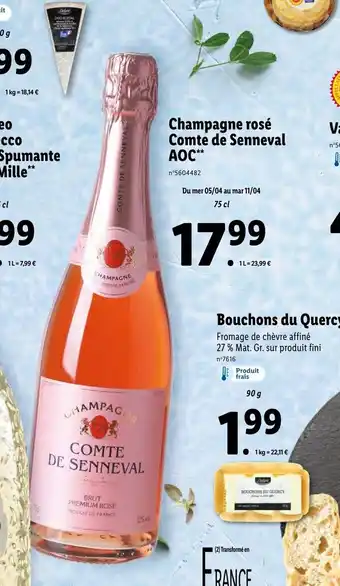 Lidl Champagne rose comte de senneval AOC offre