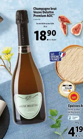 Lidl Champagne brut veuve delattre premium AOC offre