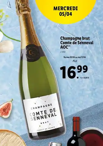 Lidl Champagne brut comte de senneval AOC offre