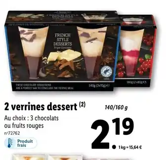 Lidl 2 verrines dessert offre