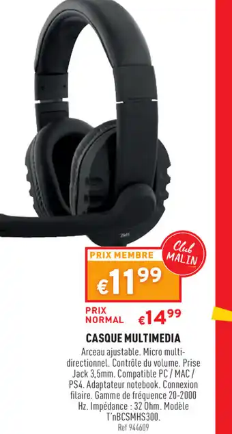 Casque multimedia