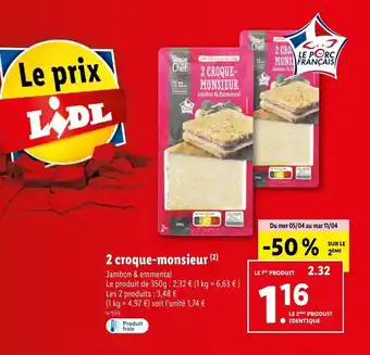 Lidl 2 croque monsieur offre