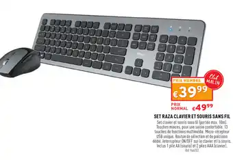 Trafic Set raza clavier et souris sans fil offre