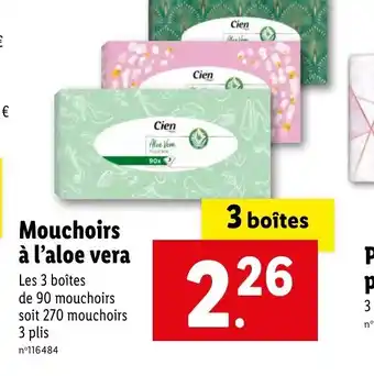 Lidl Mouchoirs a l'Aloe vera offre
