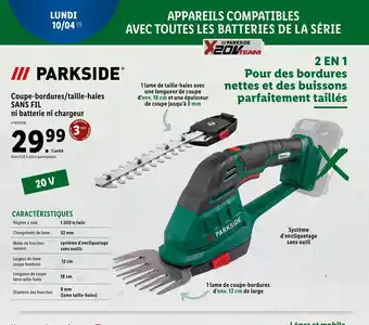 Lidl Coupe bordures taille haies sans fil ni batterie ni chargeur offre