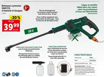 Lidl Nettoyant a pression sans fil ni batterie ni chargeur offre