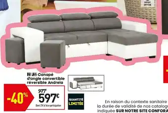 Conforama Canapé d'angle convertible réversible andrela offre