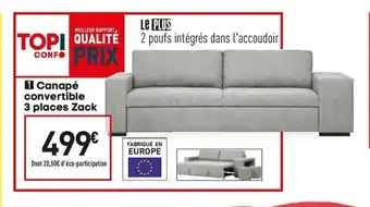 Conforama Canapé convertible 3 places zack offre