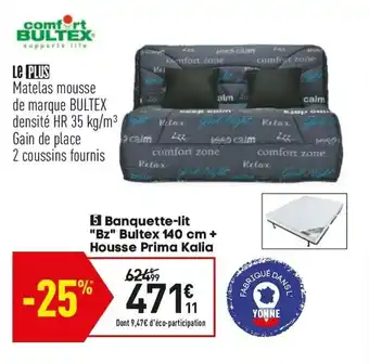 Conforama Banquerre-lit "bz" bultex 140 cm + housse prima kalia offre