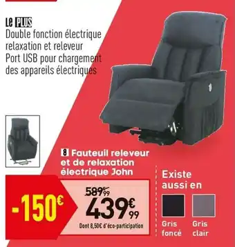 Conforama Fauteuil relaveur et de relaxation électrique john offre
