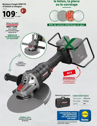 Lidl Meuleuse d'angle sans fil ni batterie ni chargeur offre