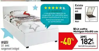 Conforama Lit coffre michigan 90x190 cm offre