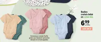 Lidl Bodies croises bebe en coton bio offre