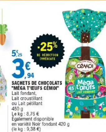 E.Leclerc Sachets de chocolats Méga T'œufs Cémoi offre