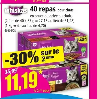 Norma Whiskas 40 repas offre