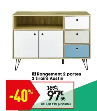 Conforama Rangement 2 portes 3 tiroirs austin offre