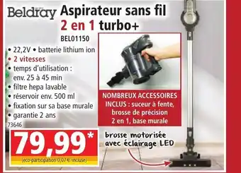 Norma Belaray Aspirateur Sans Fil 2en1 Turbo+ offre