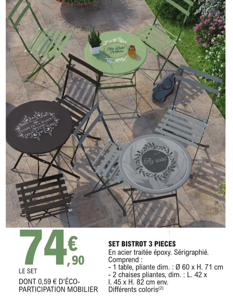 Promo Set Bistrot 3 Pieces chez E.Leclerc