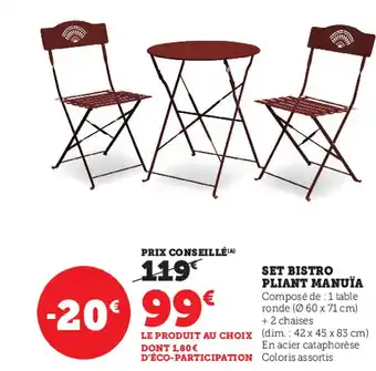 Set Bistro Pliant Manuïa
