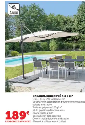 Super U Parasol Excentré 4 x 3 M offre
