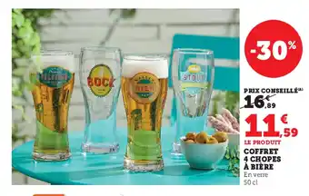 Super U Coffret 4 Chopes à Bière offre