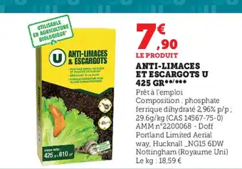 Super U Anti-Limaces et Escargots U 425Gr offre