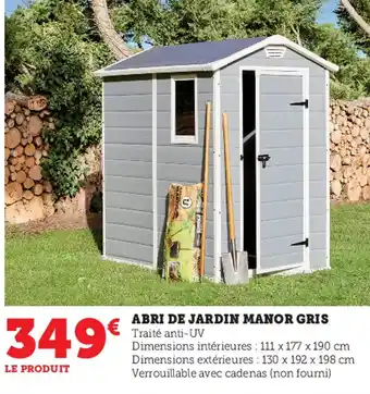 Super U Abri de Jardin Manor Gris offre