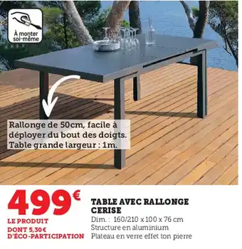 Super U Table Avec Rallonge Cerise offre