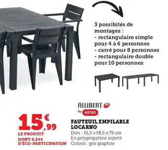 Super U Fauteuil Empilable Locarno offre