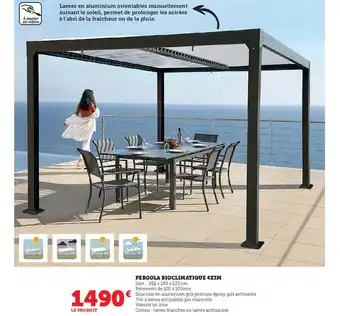 Super U Pergola Bioclimatique 4x3M offre