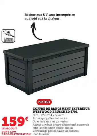 Super U Coffre de Rangement Extérieur Westwood Brusched 570L offre