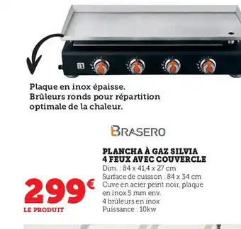 Plancha à Gaz Silvia 4 Feux Avec Couvercle