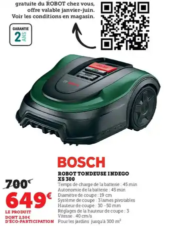 Super U Robot Tondeuse Indego XS 300 offre