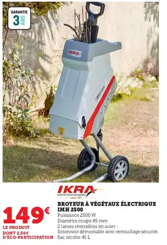 Super U Broyeur A Végetaux électrique IMH 2500 offre