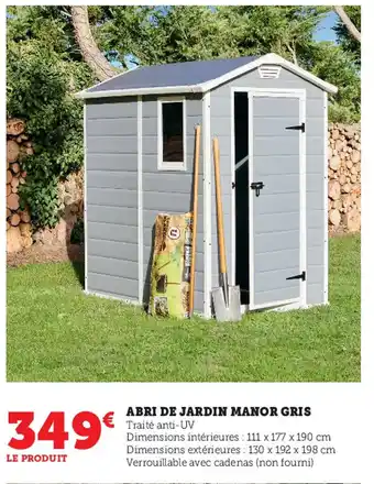 Super U Abri De Jardin Manor Gris offre