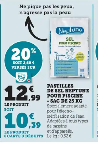 Super U Pastilles De Sel Neptune Pour Piscine - Sac De 25 KG offre