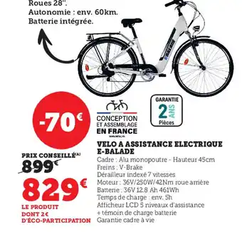 Super U Velo A Assistance Electrique E-Balade offre