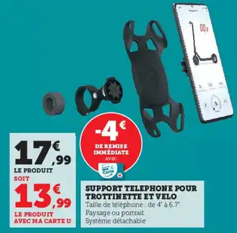 Super U Support Telephone Pour Trottinette Et Velo offre