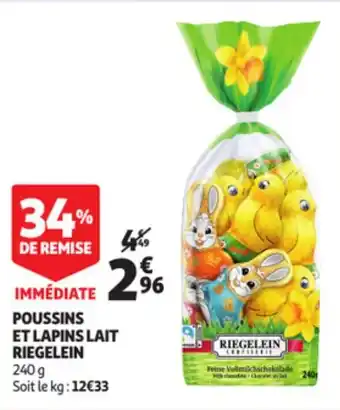 Auchan Poussins Et lapins lait Riegelein offre