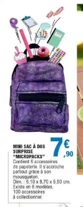 E.Leclerc Mini sac à Dos Surprise Micropacks offre