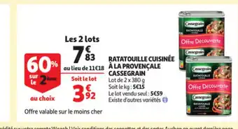 Auchan Ratatouille Cuissinée A LA Provencale Cassegrain offre