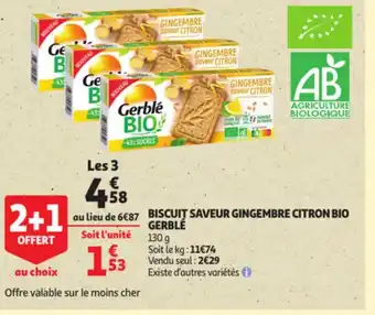 Auchan Biscuit Saveur Gingembre Citron bio Gerblé offre