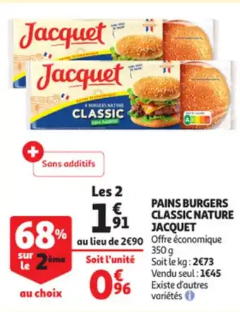 Auchan Pains Burgers Classic nature jacquet offre